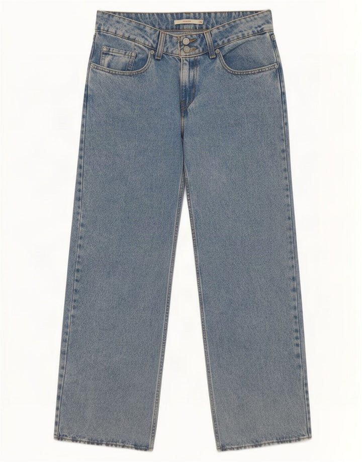 Calça jeans feminina super baixa reta Levi's W30 L30 azul algodão