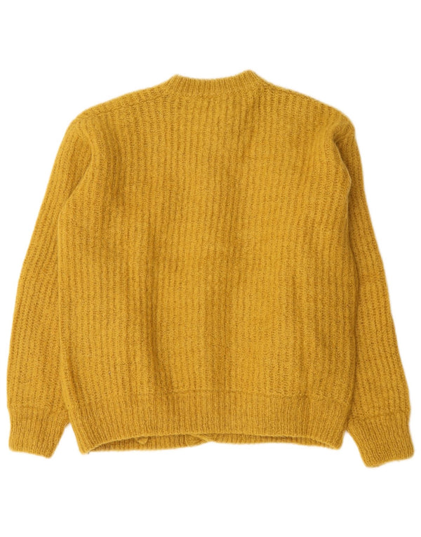 Suéter cardigã feminino Benetton Reino Unido 16 grande amarelo