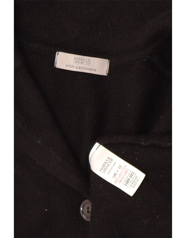 Suéter cardigã feminino Marks & Spencer Reino Unido 12 algodão preto médio