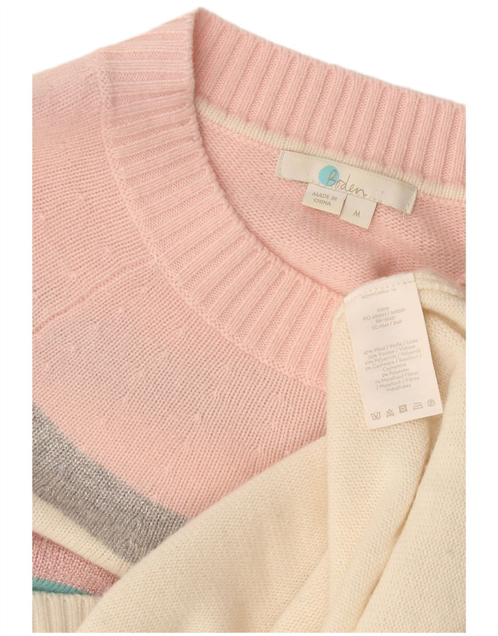 Suéter feminino Boden com gola canoa UK 14 listrado médio multicolorido