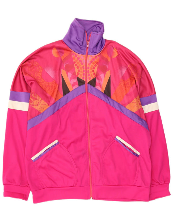 Poliéster cor-de-rosa médio do Reino Unido 38 da parte superior do fato de treino dos homens do vintage