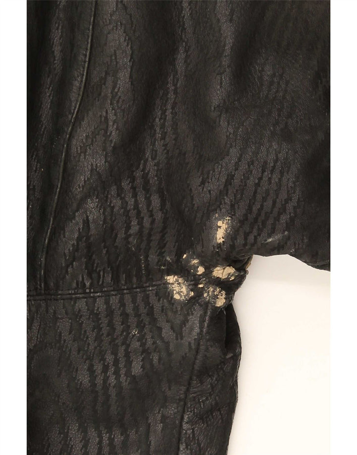 Jaqueta de couro feminina vintage UK 18 XL preta