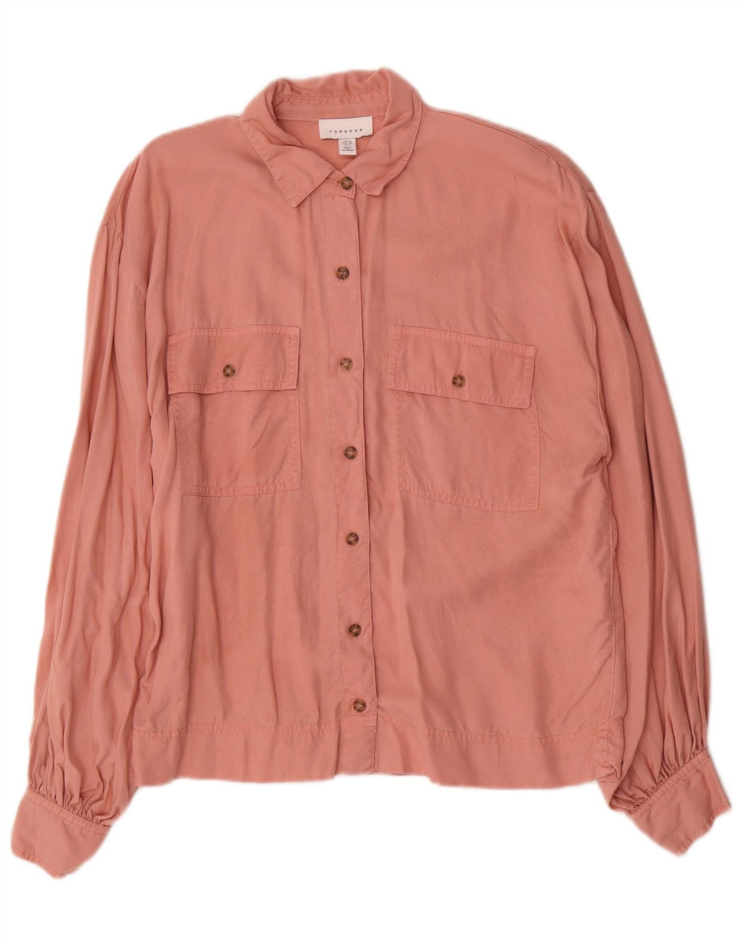Camisa oversized feminina Topshop Reino Unido 10 Lyocell rosa pequeno