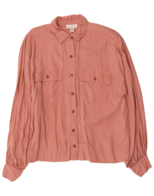 Camisa oversized feminina Topshop Reino Unido 10 Lyocell rosa pequeno