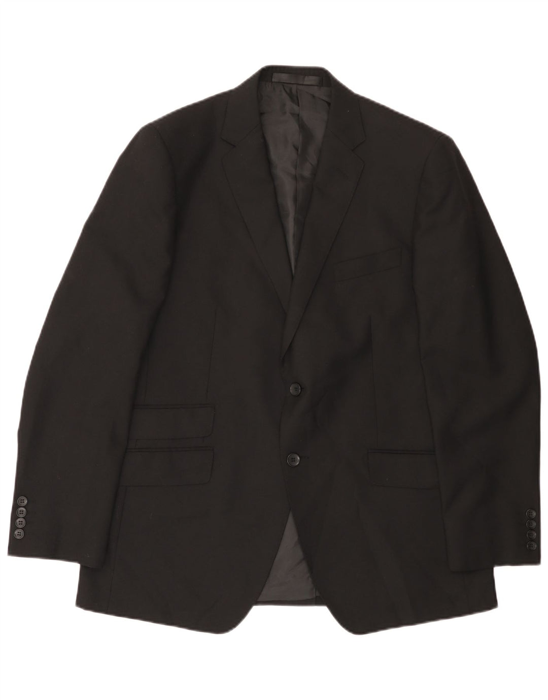 Jaqueta blazer masculina de 2 botões MARKS & SPENCER Reino Unido 42 grande poliéster preto