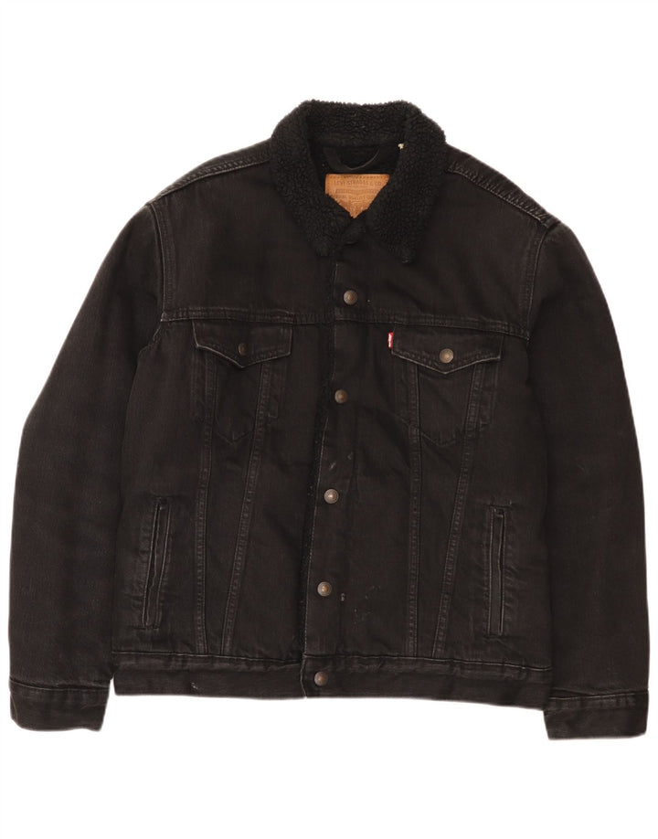Jaqueta jeans masculina Levi's Sherpa UK 38 algodão preto médio