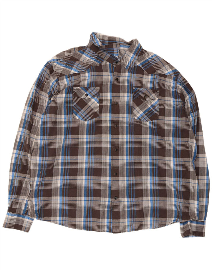 Camisa masculina Wrangler 3XL algodão xadrez marrom