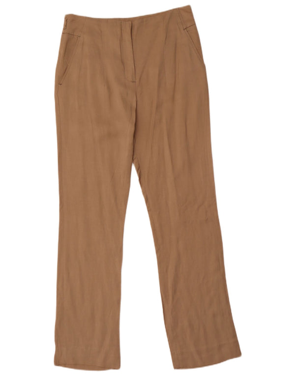 Calça chino reta feminina Zara, cintura alta, médio W28 L31 bege viscose