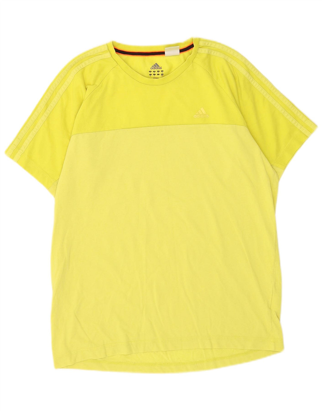 Adidas Mens Climalite Camiseta Top Médio Algodão Amarelo