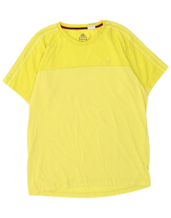 Adidas Mens Climalite Camiseta Top Médio Algodão Amarelo