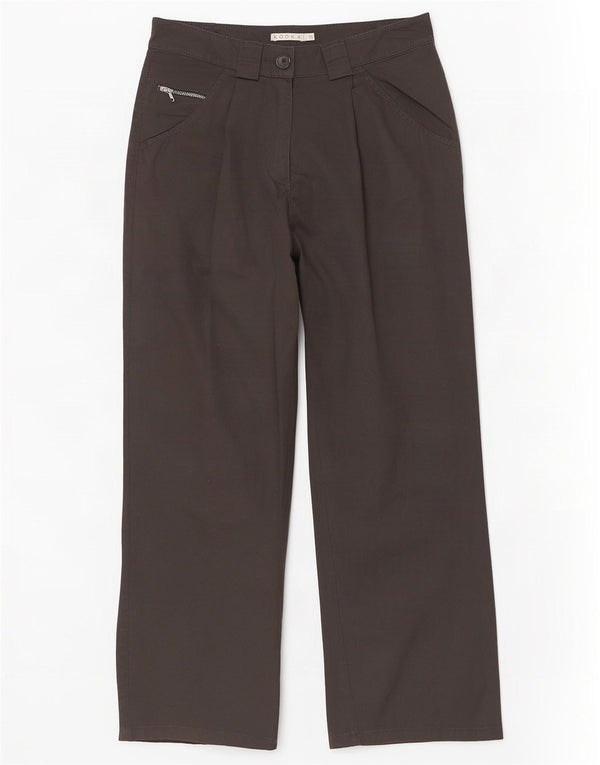Calça feminina Kookai cintura alta cortada UE 36 pequena W28 L26 marrom