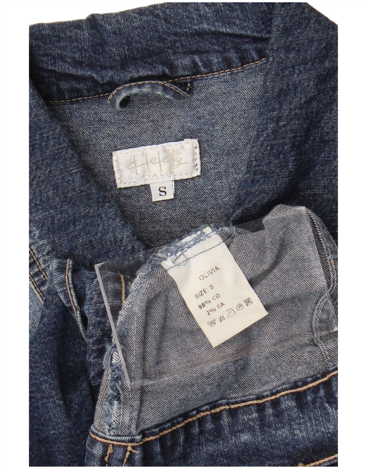 Jaqueta jeans feminina vintage Reino Unido 10 algodão azul pequeno