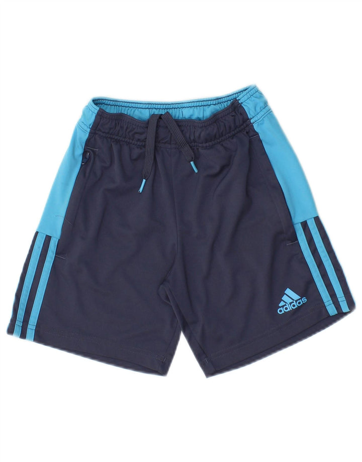 Shorts esportivos masculinos Adidas 9-10 anos azul marinho colorblock poliéster