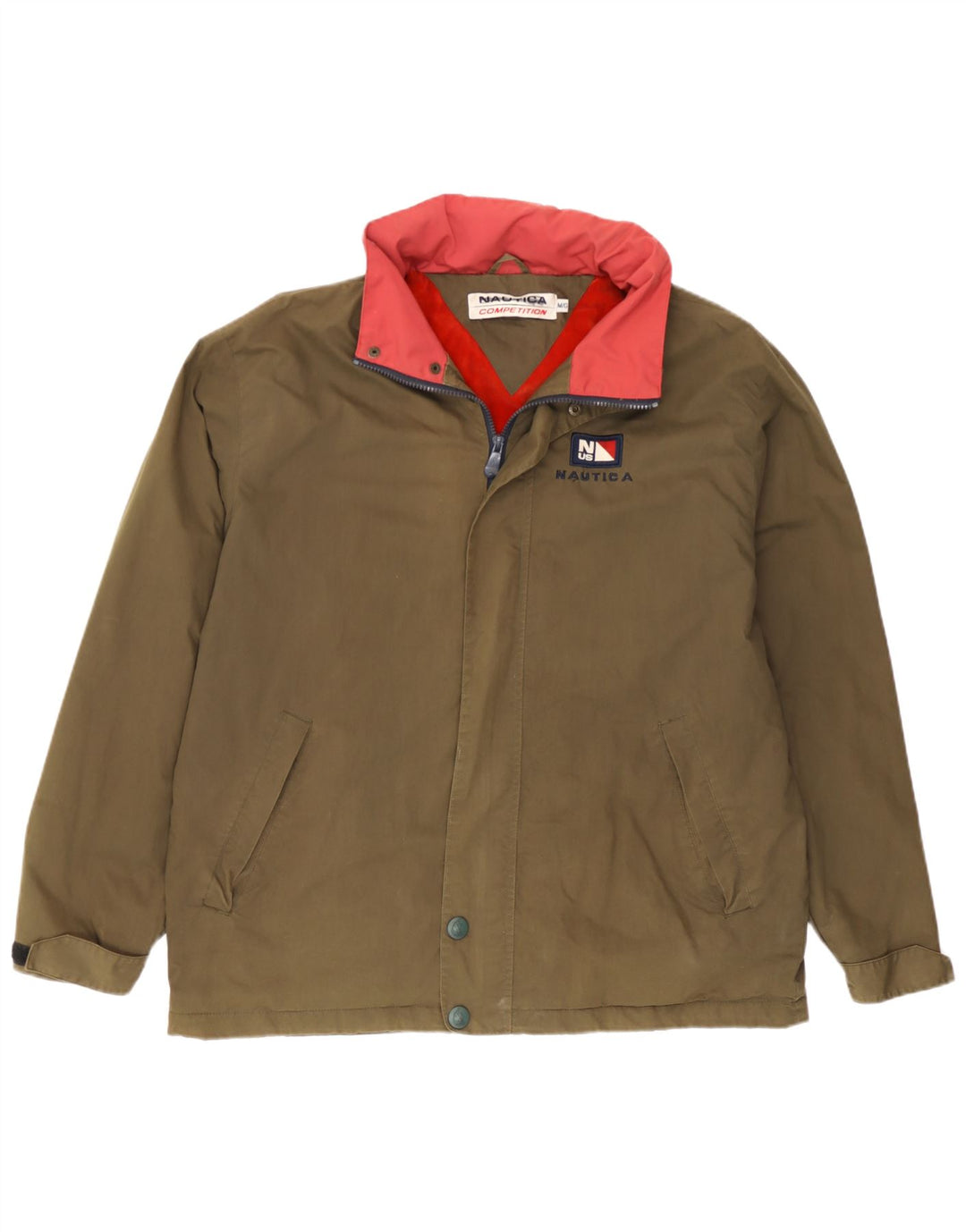 Jaqueta de chuva masculina Nautica com capuz gráfico UK 38 poliéster cáqui médio