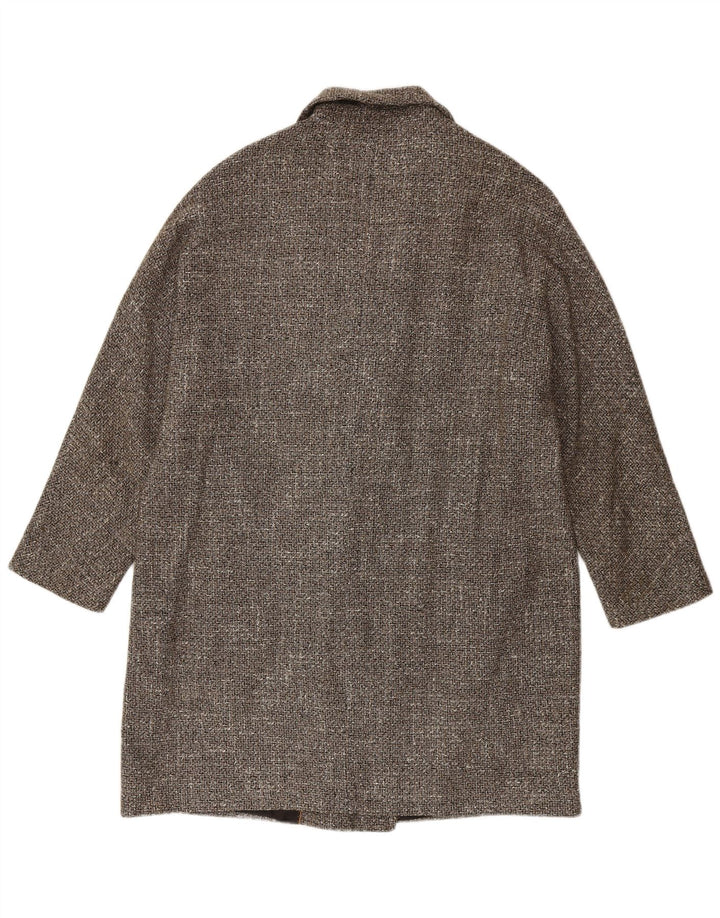 Casaco feminino Massimo Dutti com peito duplo Reino Unido 16 grande espinha de peixe cinza