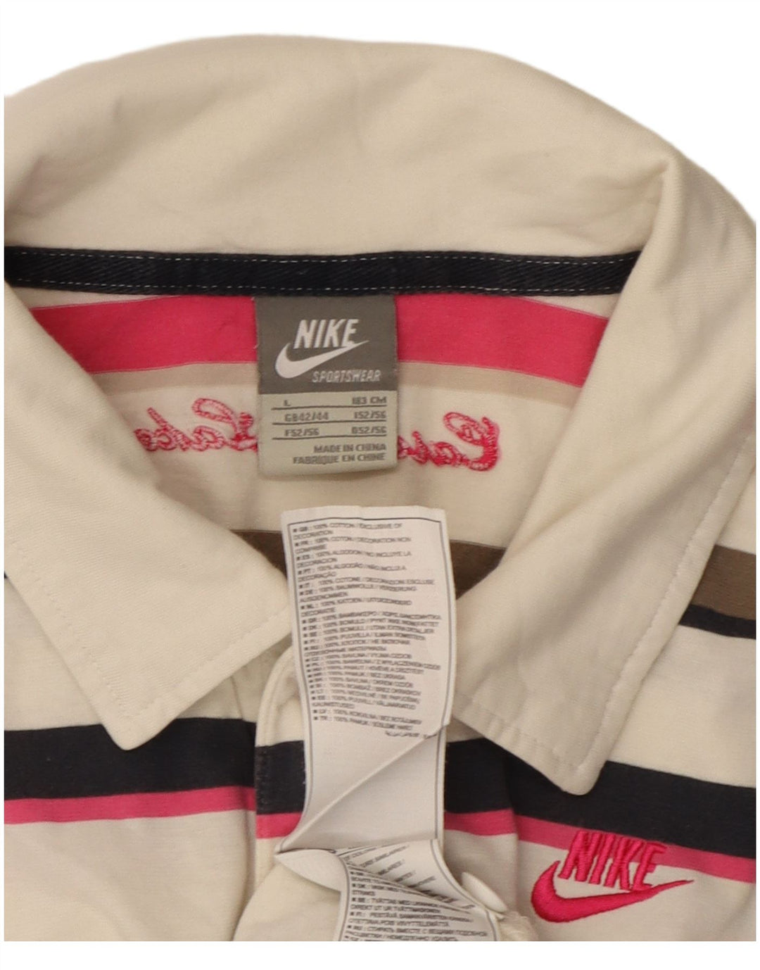 Camisa polo masculina NIKE UK 42/44 grande algodão listrado multicolorido