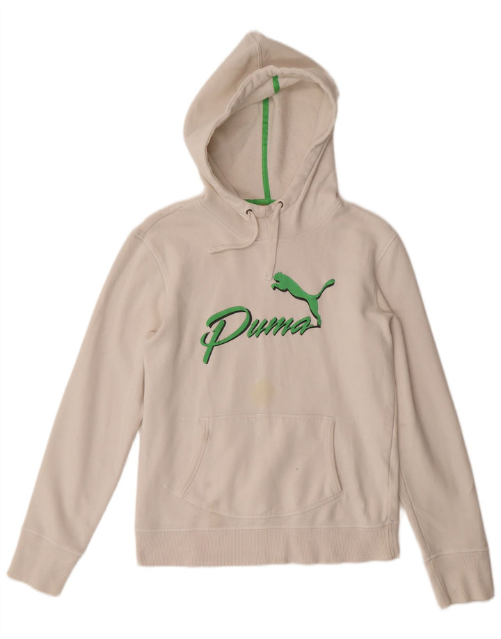 Puma feminino gráfico moletom com capuz UK 12 médio branco