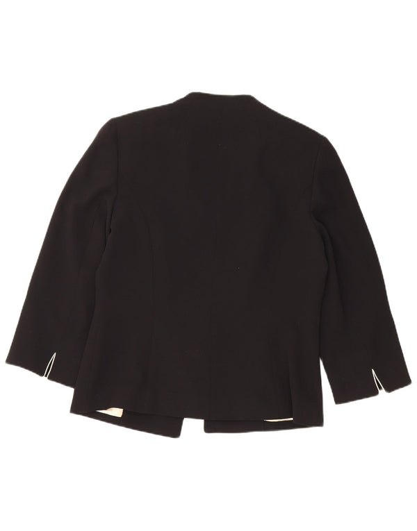 JAQUES VERT Womens 3/4 Sleeve 1 Button Blazer Jacket UK 10 Small Black