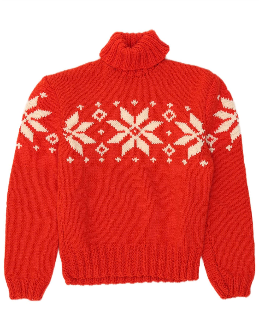 Suéter feminino vintage com gola redonda Reino Unido 12 Médio Red Fair Isle