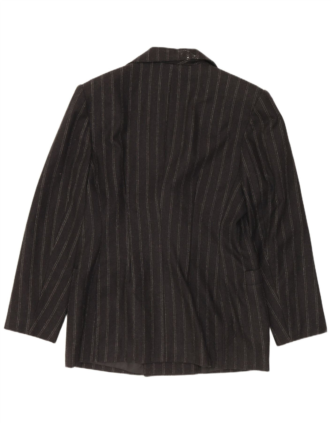 Jaqueta blazer feminina vintage com peito duplo IT 48 XL lã listrada preta