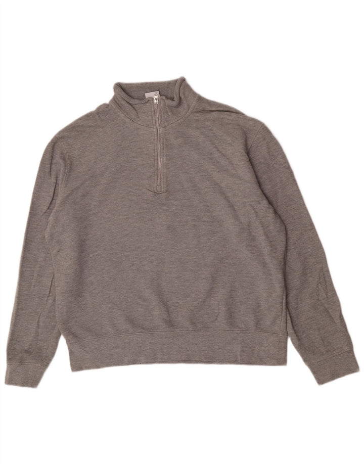 Moletom masculino Zara com zíper e gola XL cinza algodão
