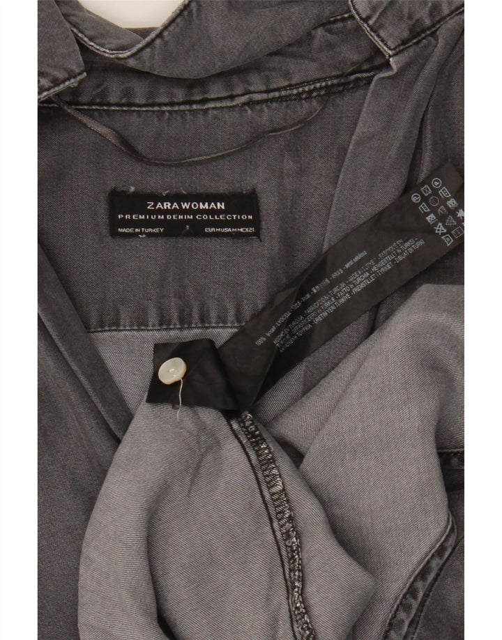 Pulôver feminino Zara manga 3/4 oversized Reino Unido 14 Lyocell cinza médio