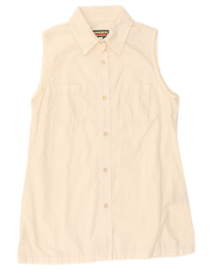 Camisa feminina sem mangas Invicta UK 12 algodão branco médio