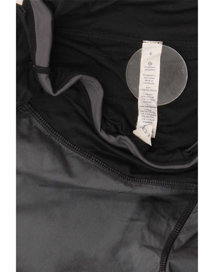 Shorts esportivos femininos Lululemon EUA 6 poliéster tie-dye cinza médio