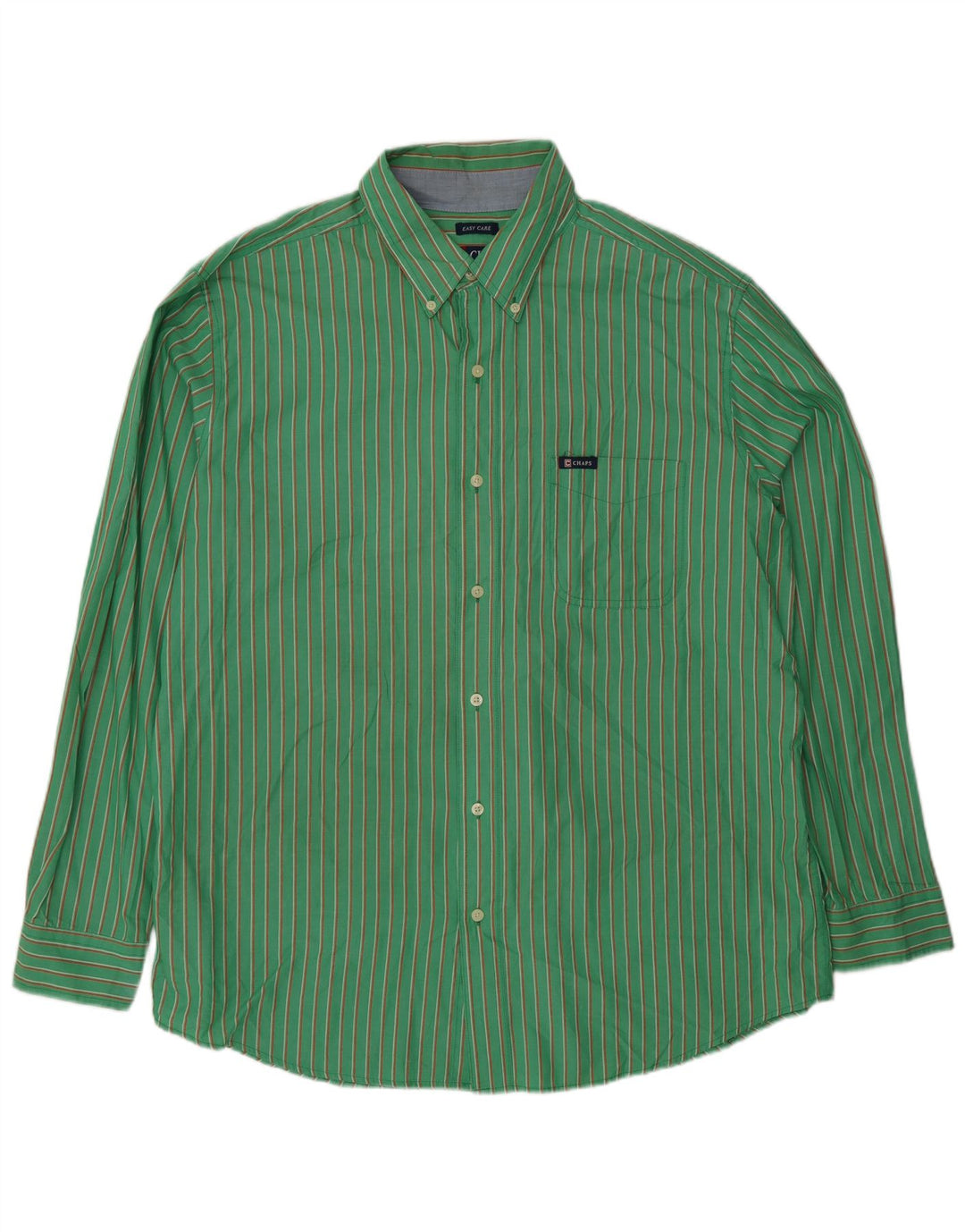 Camisa masculina Chaps Easy Care XL algodão listrado verde