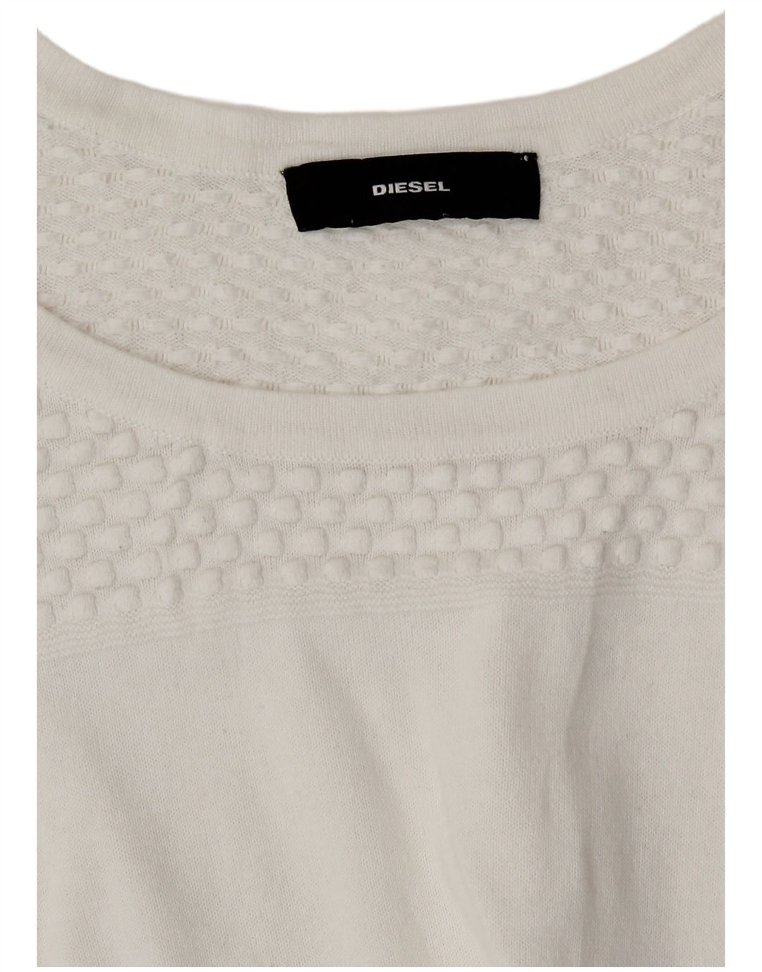 Top feminino Diesel manga 3/4 UK 12 médio branco