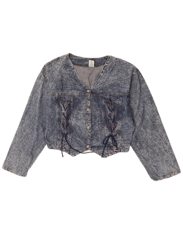 Canda Jaqueta jeans feminina cropped 15-16 anos algodão azul