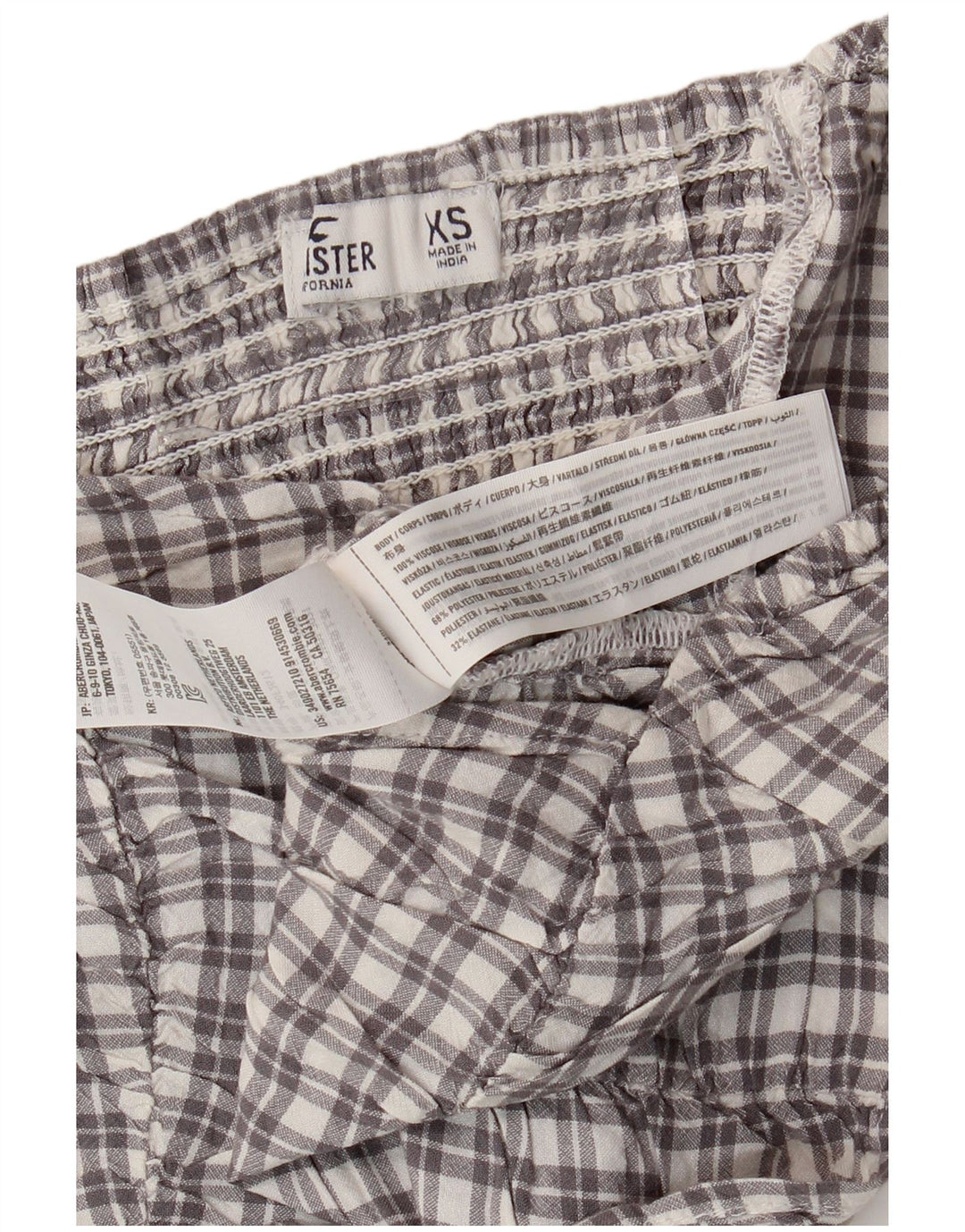 Top crop feminino HOLLISTER UK 4 XS cinza xadrez viscose