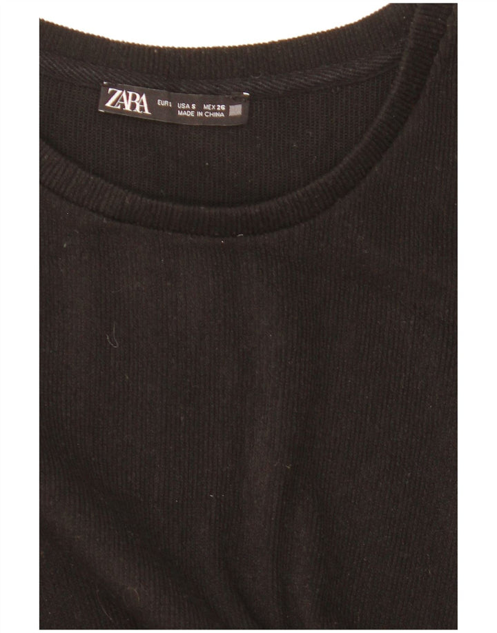 Blusa feminina Zara cropped manga comprida oversized Reino Unido 10 pequena preta