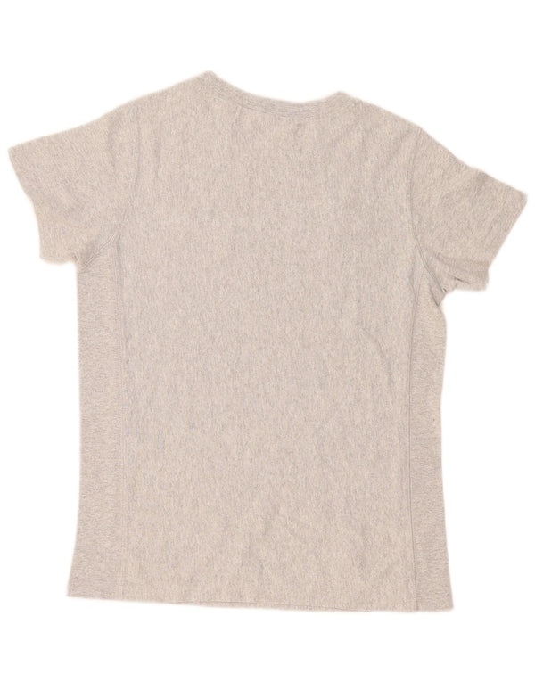 Camiseta gráfica masculina Champion pequena cinza manchada