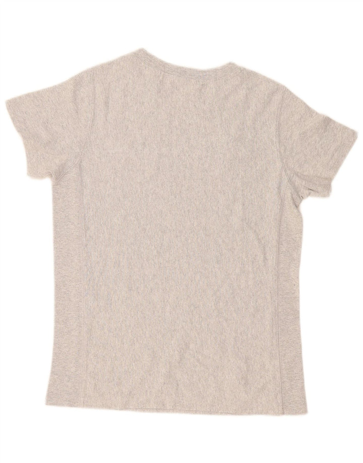 Camiseta gráfica masculina Champion pequena cinza manchada