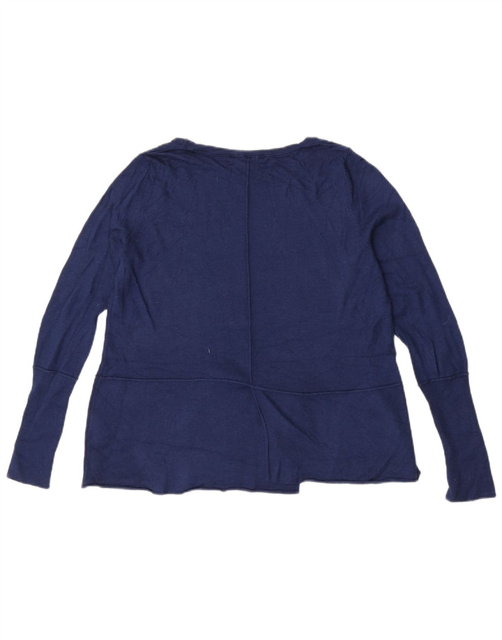 Suéter feminino de grandes dimensões com gola canoa Phase Eight Reino Unido 10 pequeno azul marinho