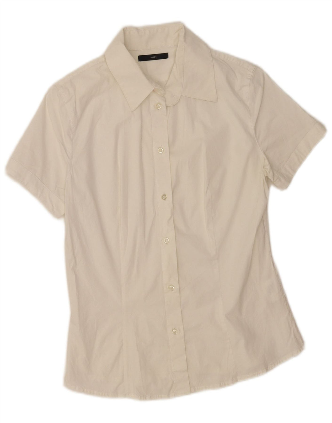 Camisa feminina de manga curta Sasch UK 14 grande algodão branco