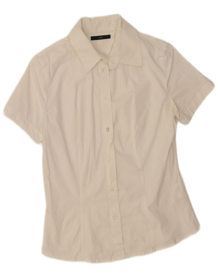 Camisa feminina de manga curta Sasch UK 14 grande algodão branco