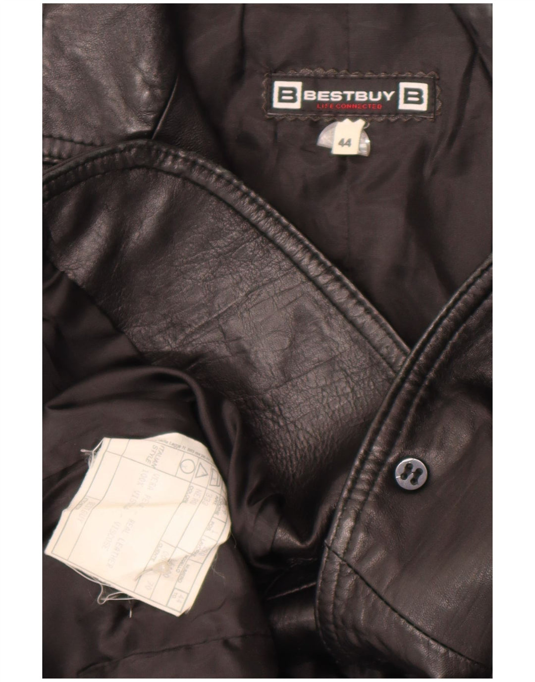 Jaqueta blazer feminina de couro com 2 botões VINTAGE IT 44 couro preto médio