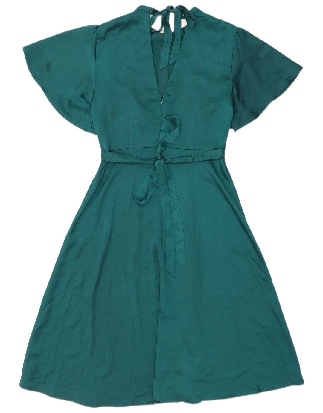 Vestido feminino Oasis A-Line UK 12 poliéster verde médio