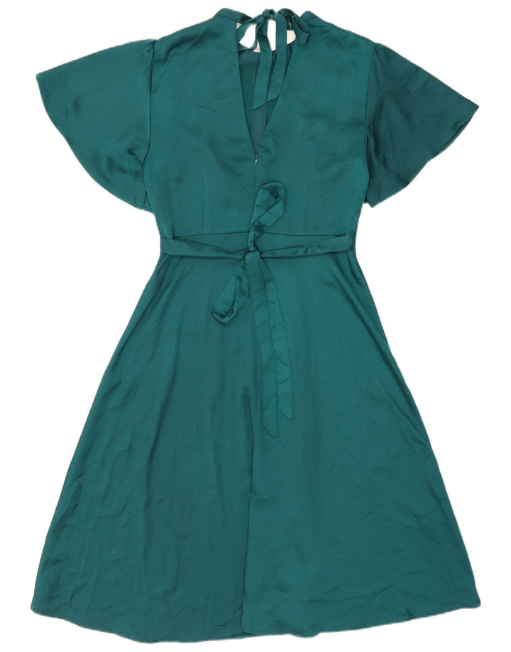 Vestido feminino Oasis A-Line UK 12 poliéster verde médio
