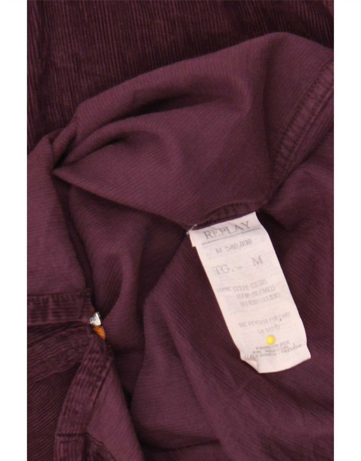 Replay Camisa masculina de veludo cotelê médio roxo algodão