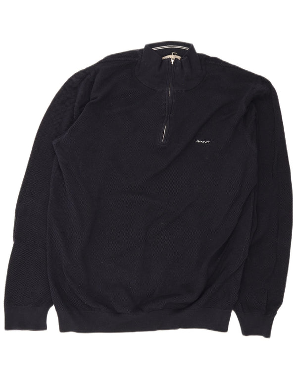 Suéter masculino Gant com zíper e gola 2XL algodão azul marinho