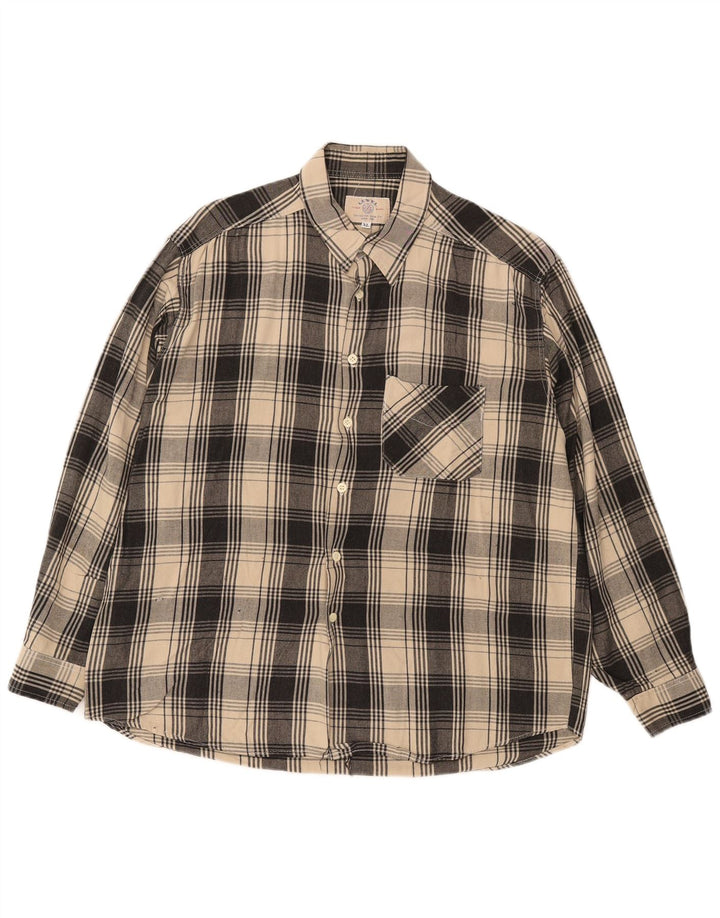 Camisa xadrez masculina vintage XL xadrez bege