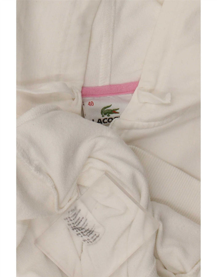 Suéter Lacoste feminino com capuz e zíper tamanho 40 algodão branco médio