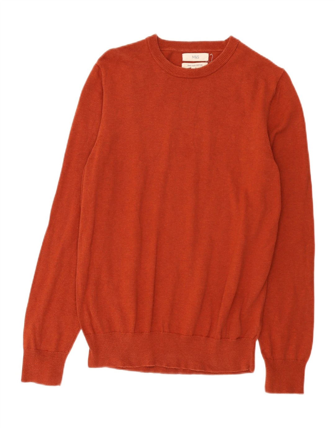 Suéter masculino Marks & Spencer com gola canoa, algodão marrom médio