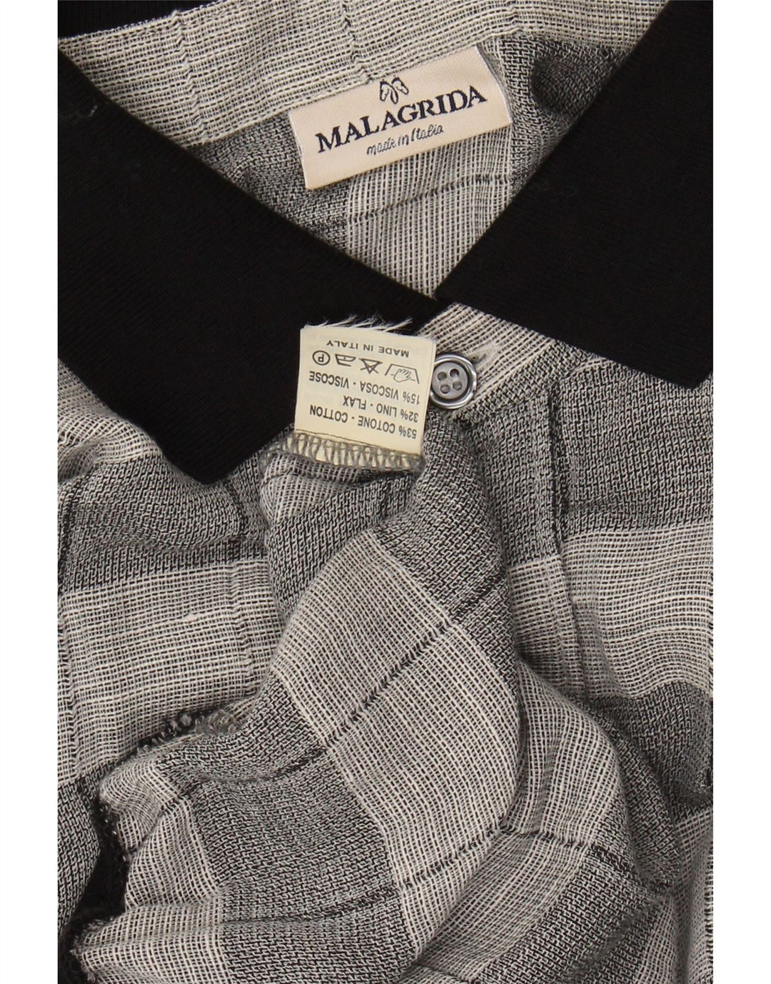 Camisa masculina de manga curta MALAGRIDA XL cinza xadrez algodão