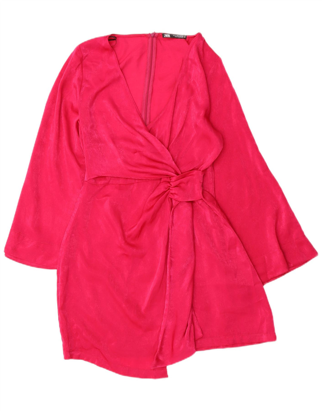 Vestido feminino Zara com bainha de manga comprida UK 10 pequeno poliéster rosa