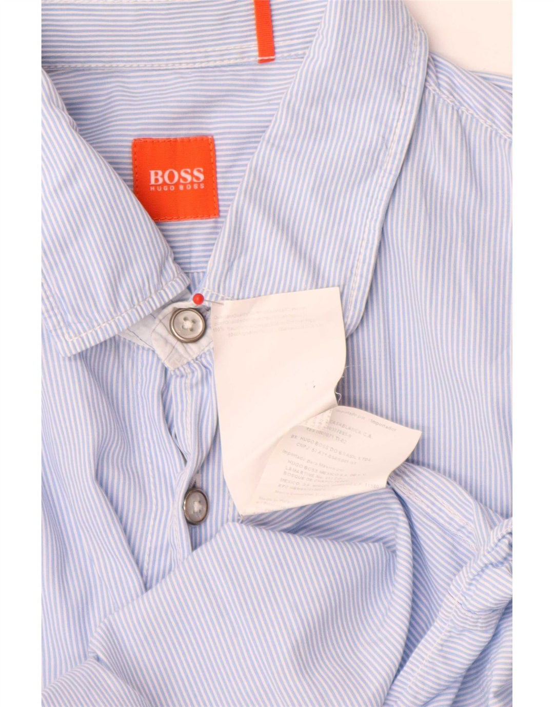 Camisa masculina Hugo Boss grande algodão listrado azul