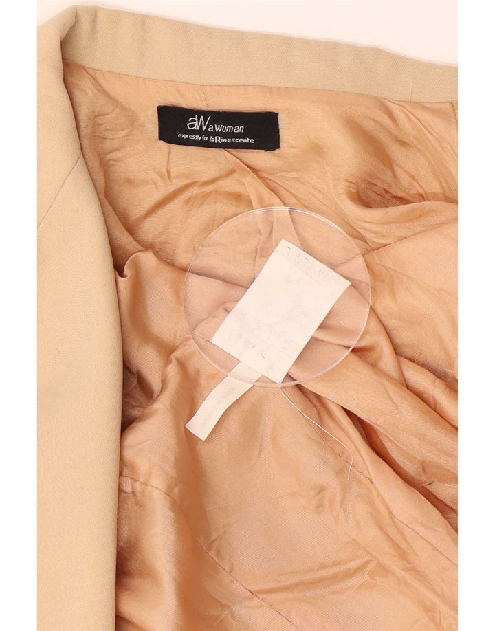 Jaqueta blazer feminina vintage com 2 botões, poliéster bege pequeno Reino Unido 10